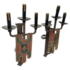 Late 19th Century English Iron Sconces - a Pair