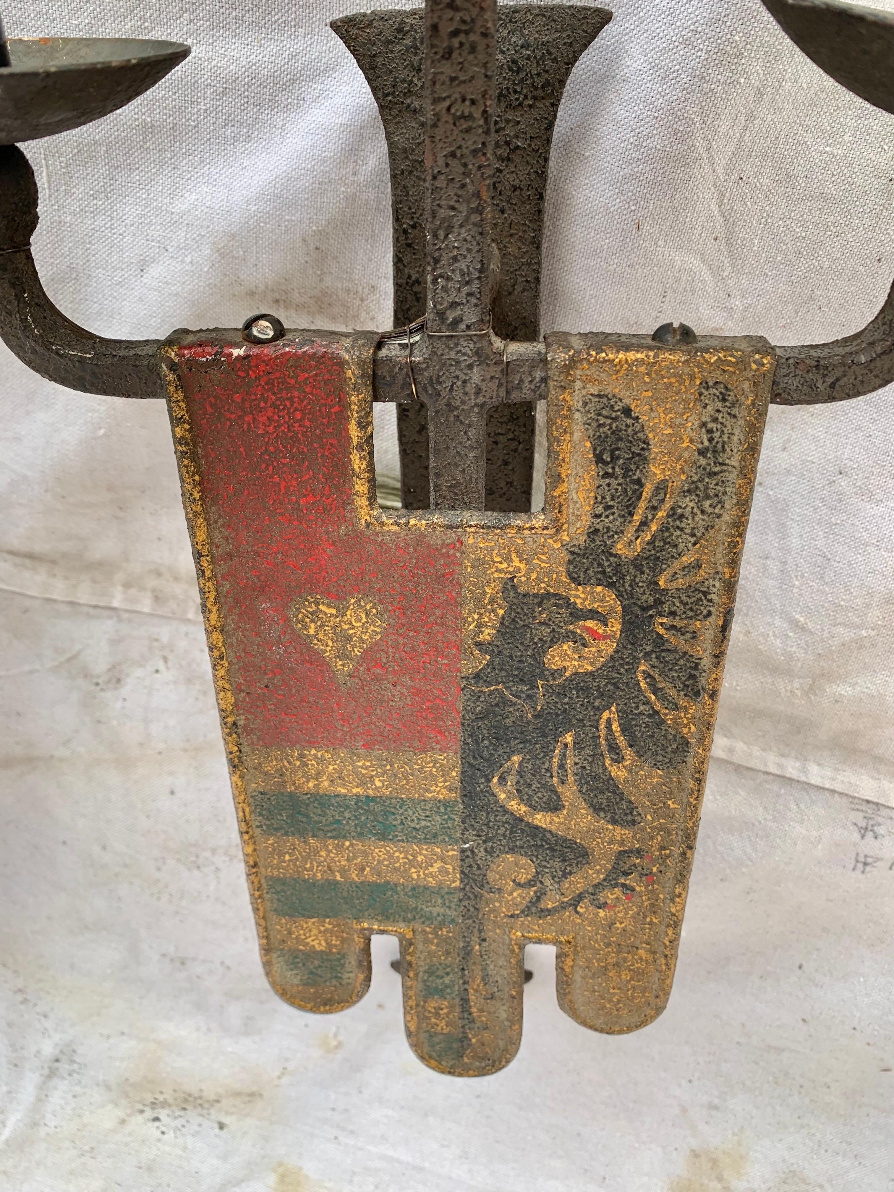 Coppia di appliques in ferro della fine del XIX secolo In condizioni buone in vendita a Burton, TX