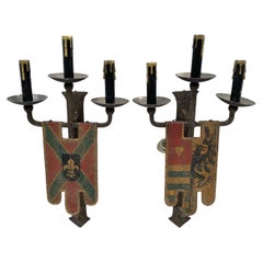 Late 19th Century English Iron Sconces - a Pair