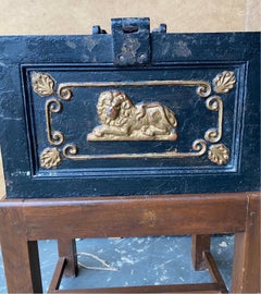Late 19th Century English Iron Strongbox on Stand as a Table with Key