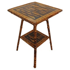 Late 19th Century English Large Square Bamboo Two-Tier Side Table