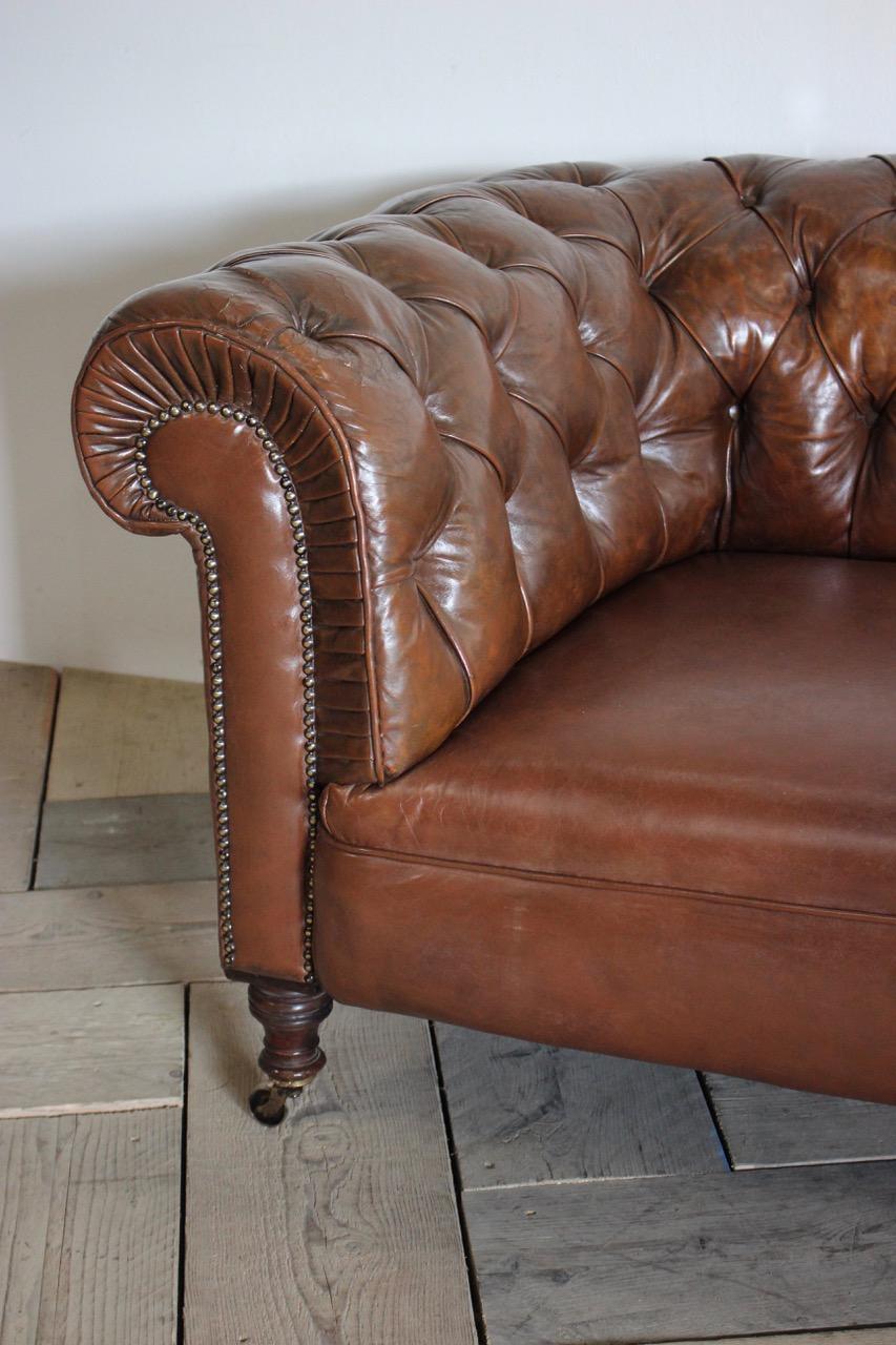 British Late 19th Century English Leather Chesterfield