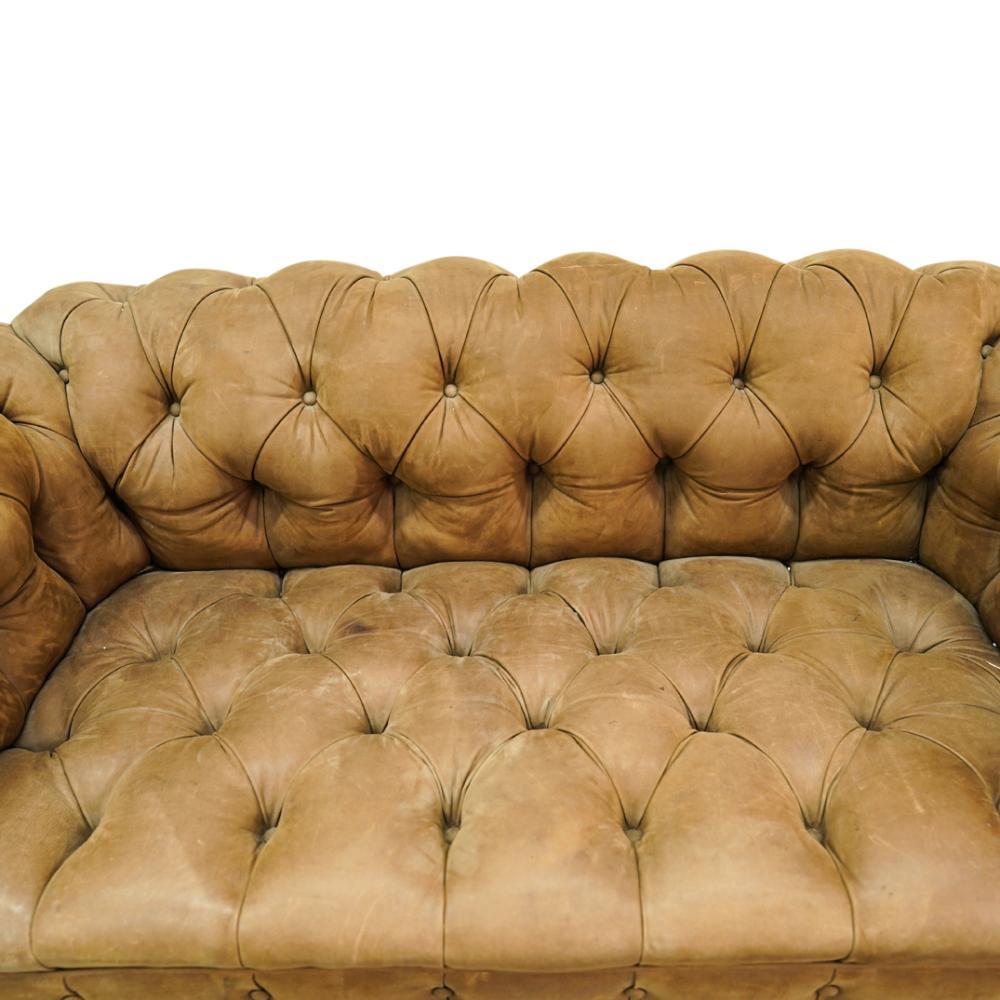 Hand-Crafted Late 19th Century English Leather Chesterfield For Sale