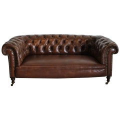 Antique Late 19th Century English Leather Chesterfield