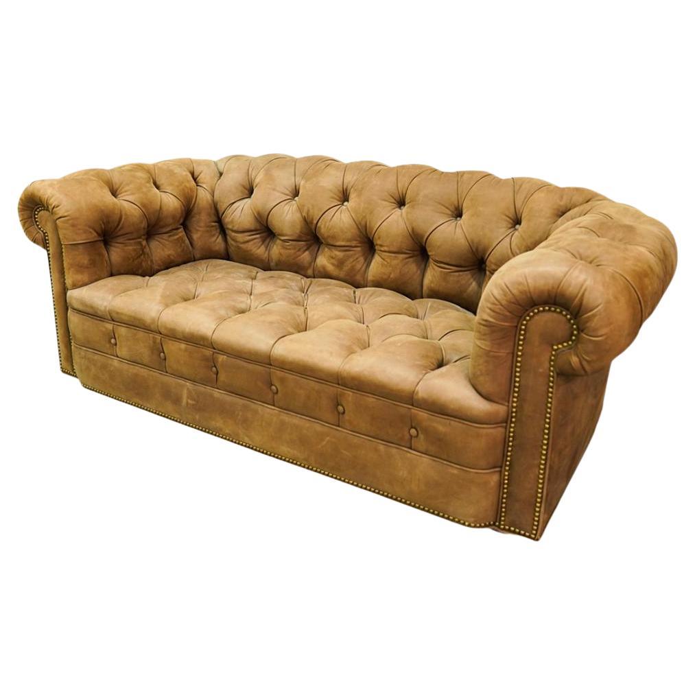 Late 19th Century English Leather Chesterfield For Sale
