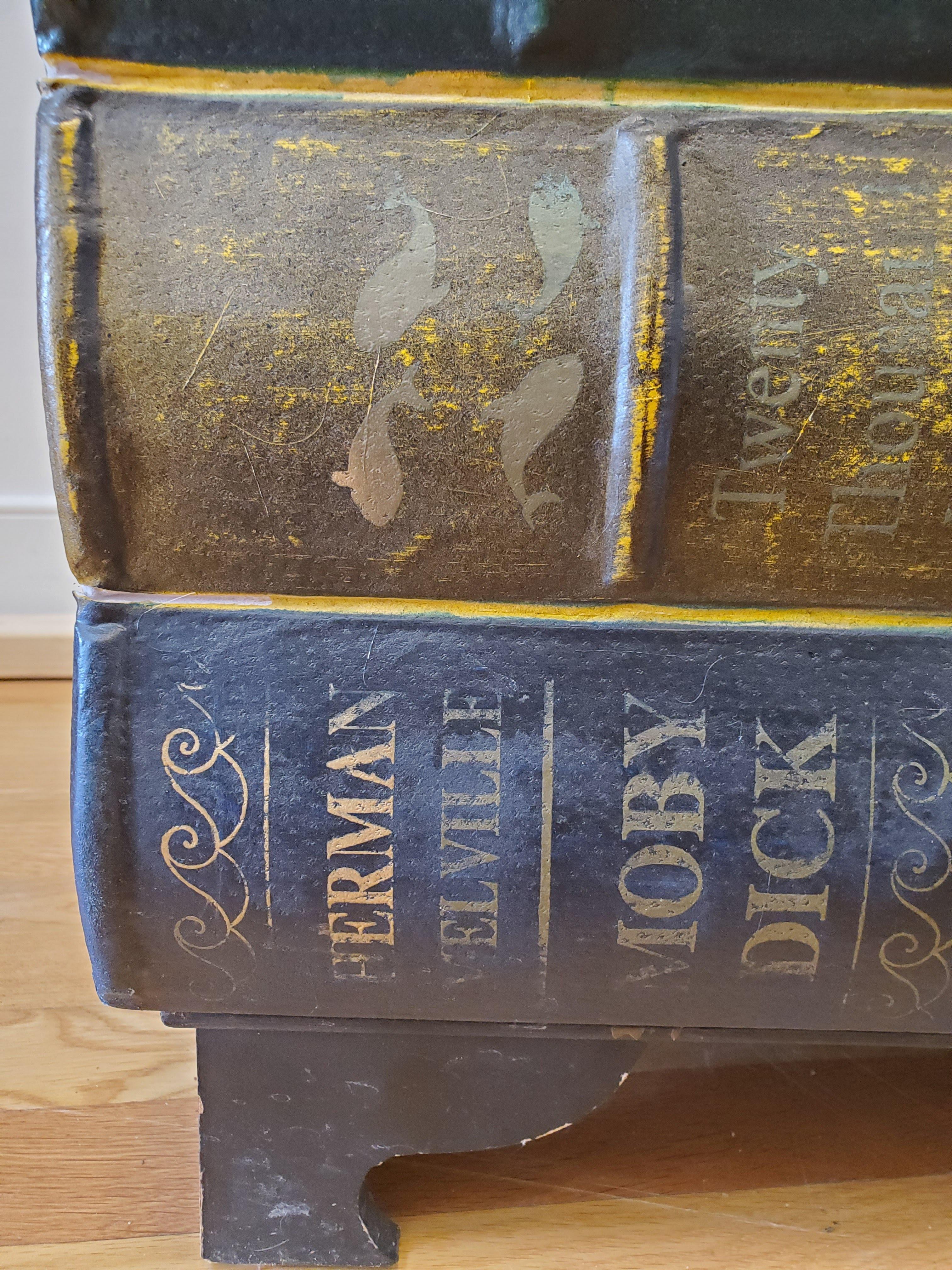 Late 19th Century English Leather Faux “Book” Table with Classic Book Titles For Sale 9