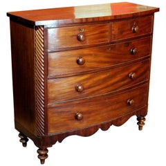 Late 19th Century English Mahogany Bow Front Chest of Drawers