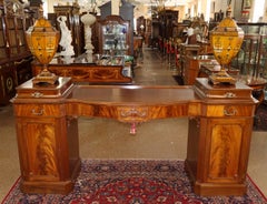 Late 19th Century English Mahogany Buffet Server Sideboard With Adam Style Urns