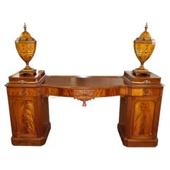 Late 19th Century English Mahogany Buffet Server Sideboard With Adam Style Urns