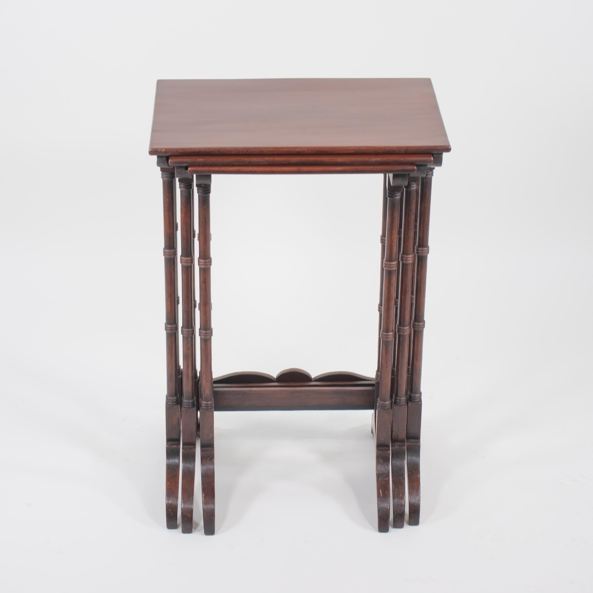 Victorian Late 19th Century English Mahogany Nest of Tables For Sale