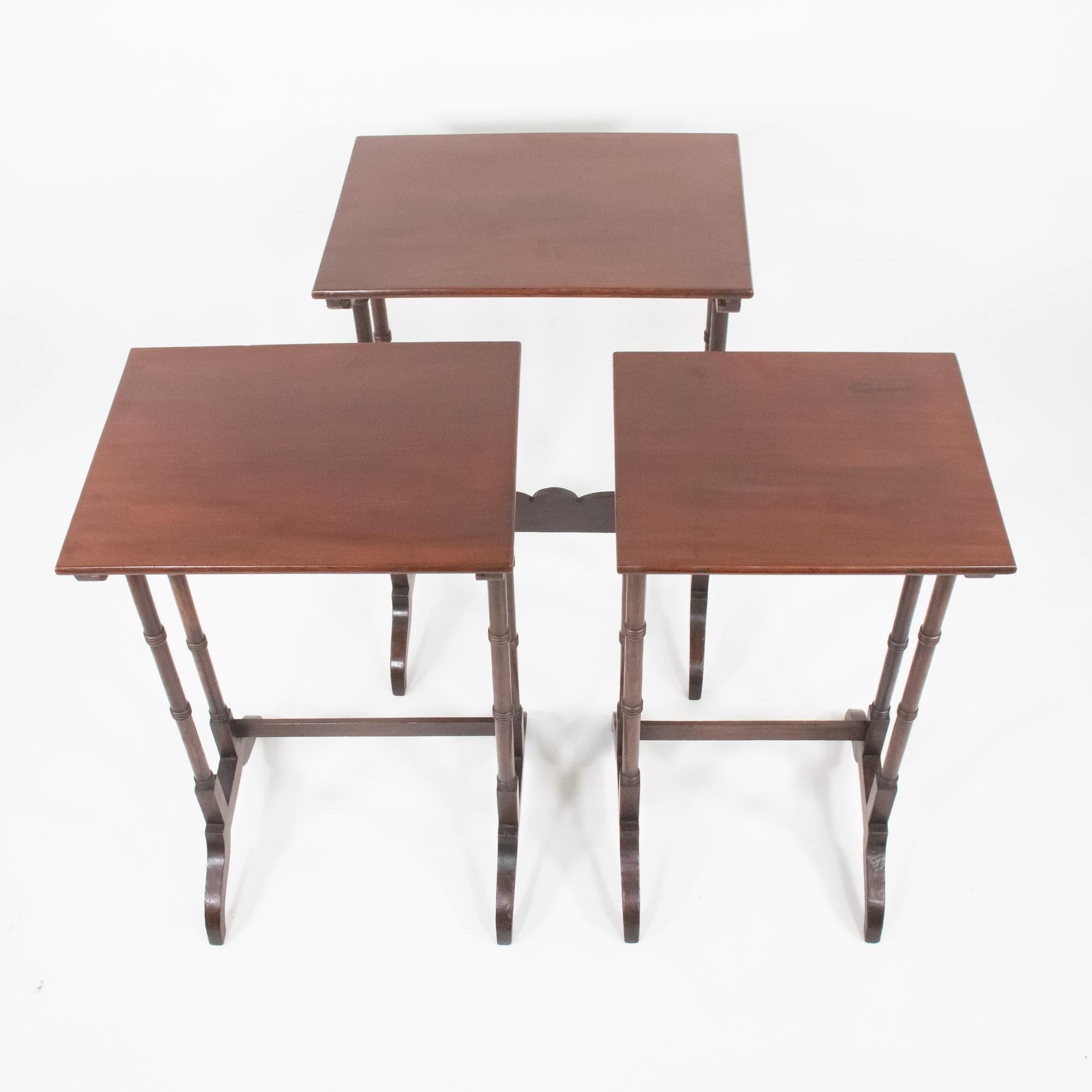 Hand-Crafted Late 19th Century English Mahogany Nest of Tables For Sale