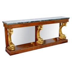 Late 19th-century English Mahogany Regency-style Marble Top Console Table