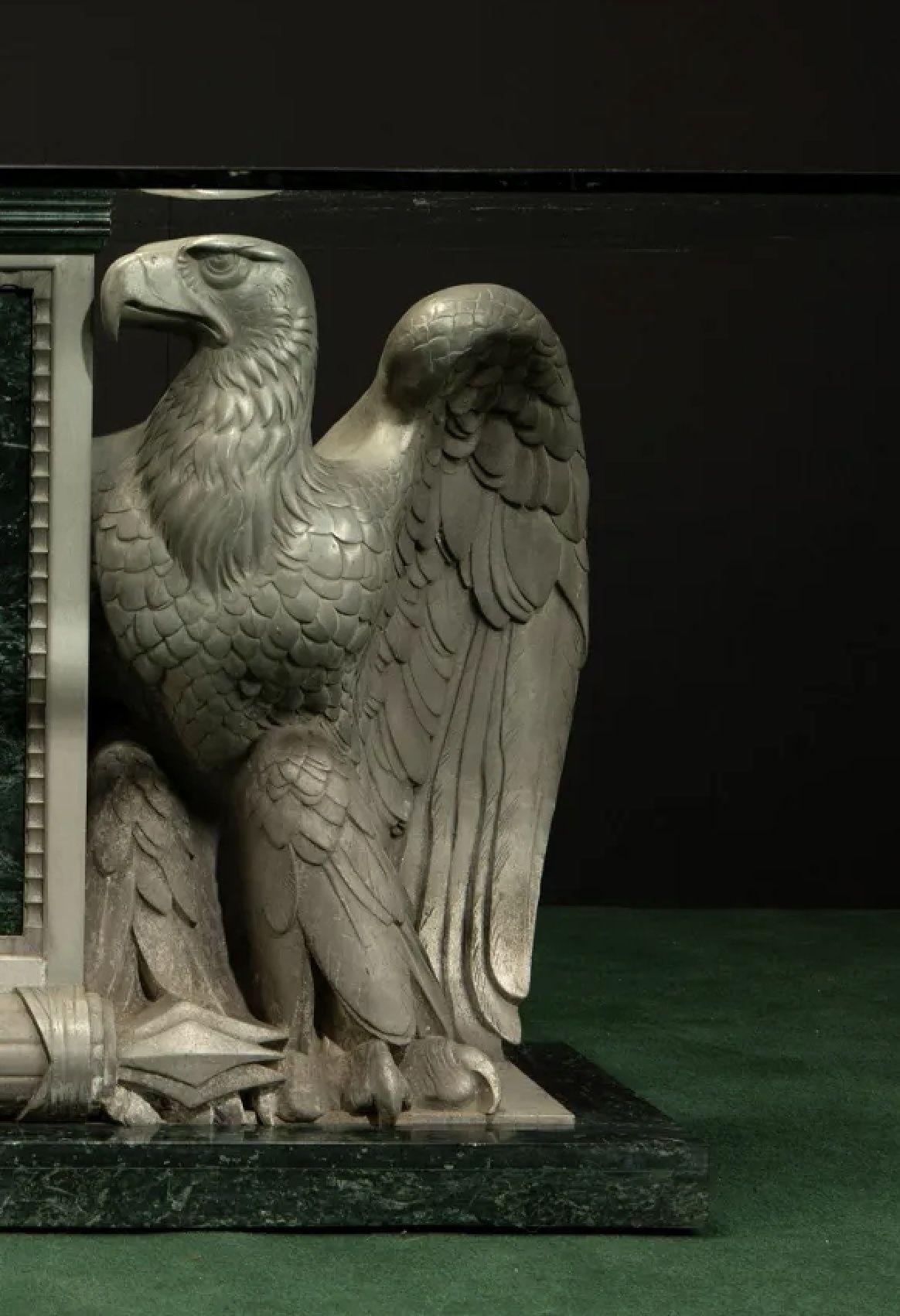 Late 19th Century English Metal and Marble Double-Eagle Table For Sale 1