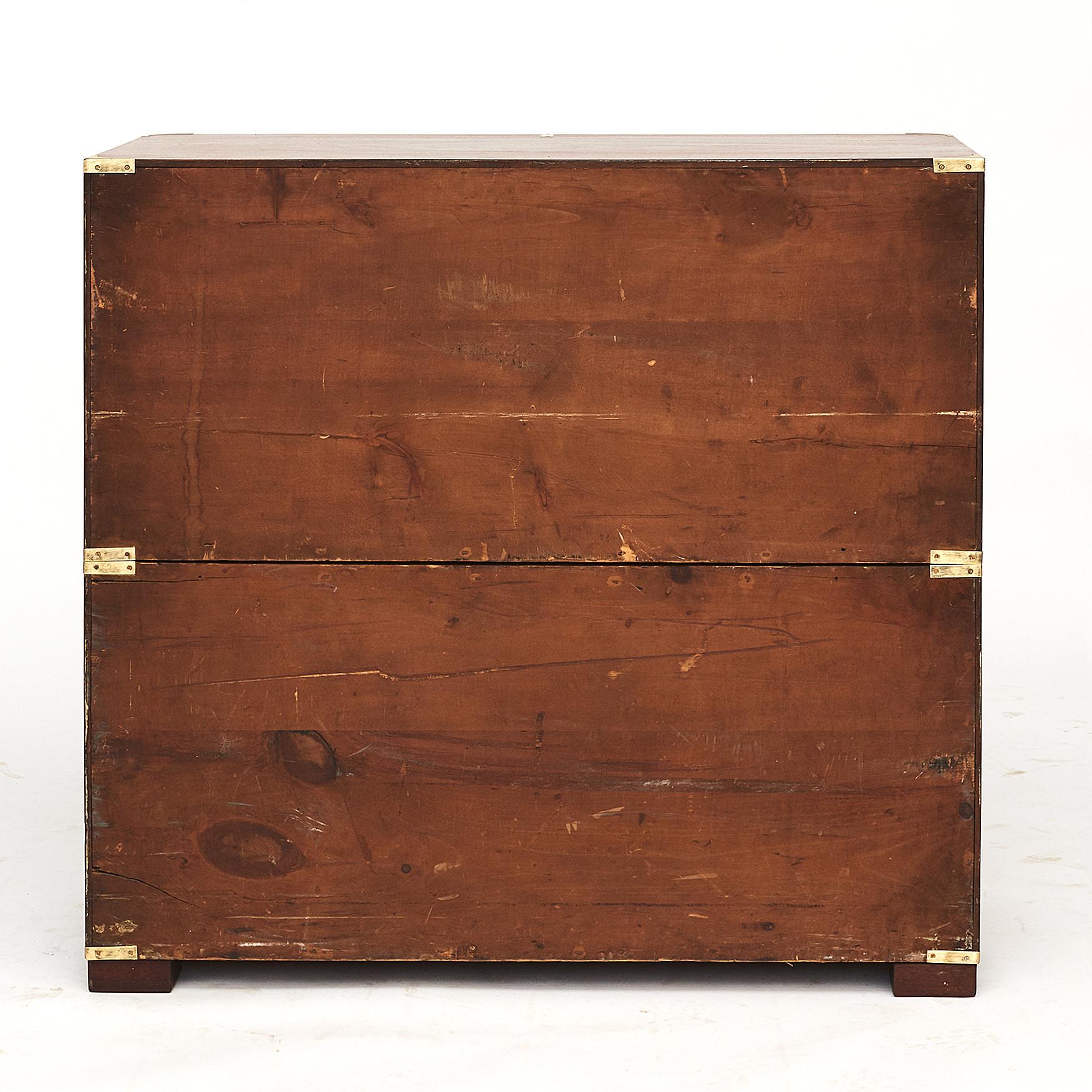 Teak Late 19th Century English Military Campaign Chest of Drawers