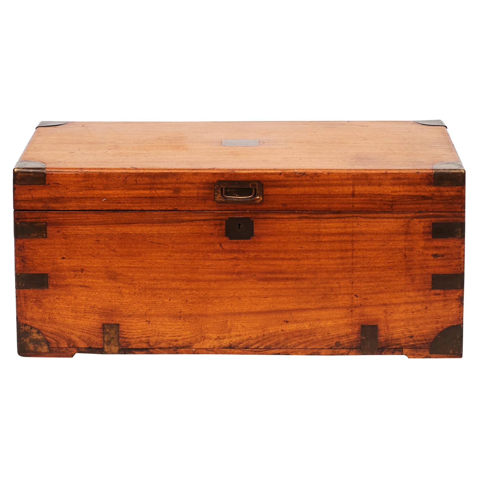 Late 19th Century English Military Camphor Wood Campaign Chest