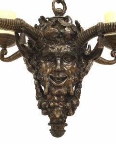 English Victorian Mythological Bronze Chandelier