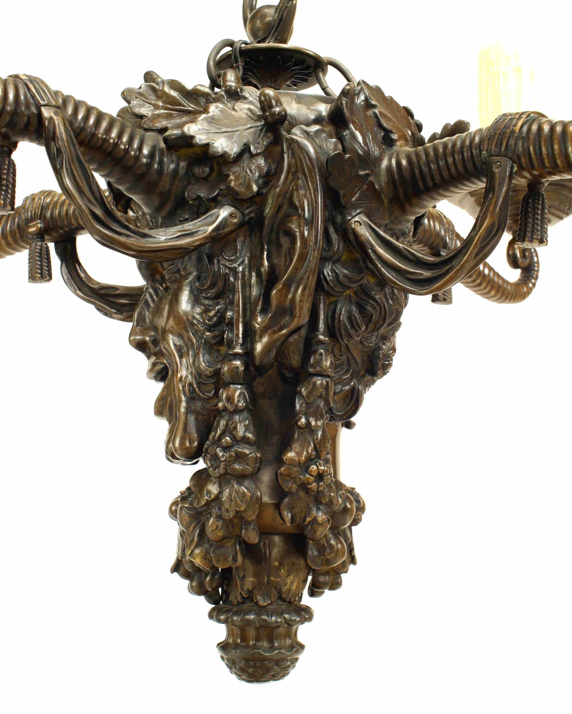 British English Victorian Mythological Bronze Chandelier For Sale