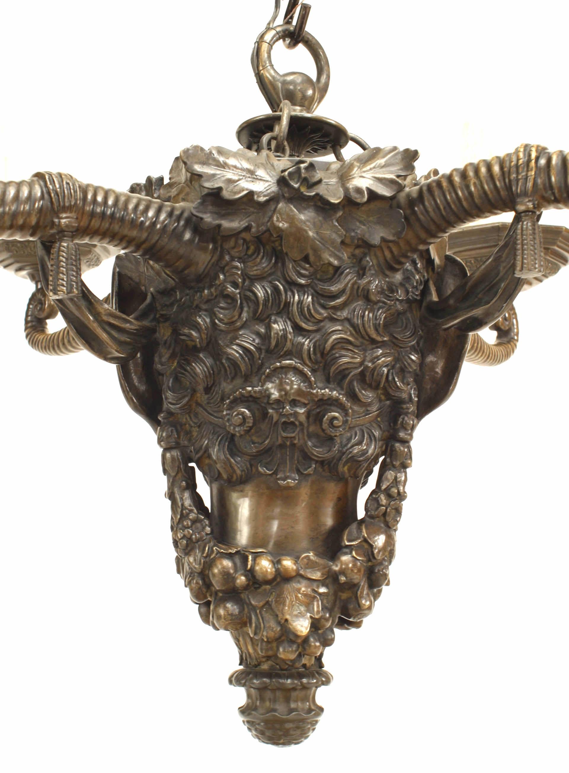 English Victorian Mythological Bronze Chandelier In Good Condition For Sale In New York, NY