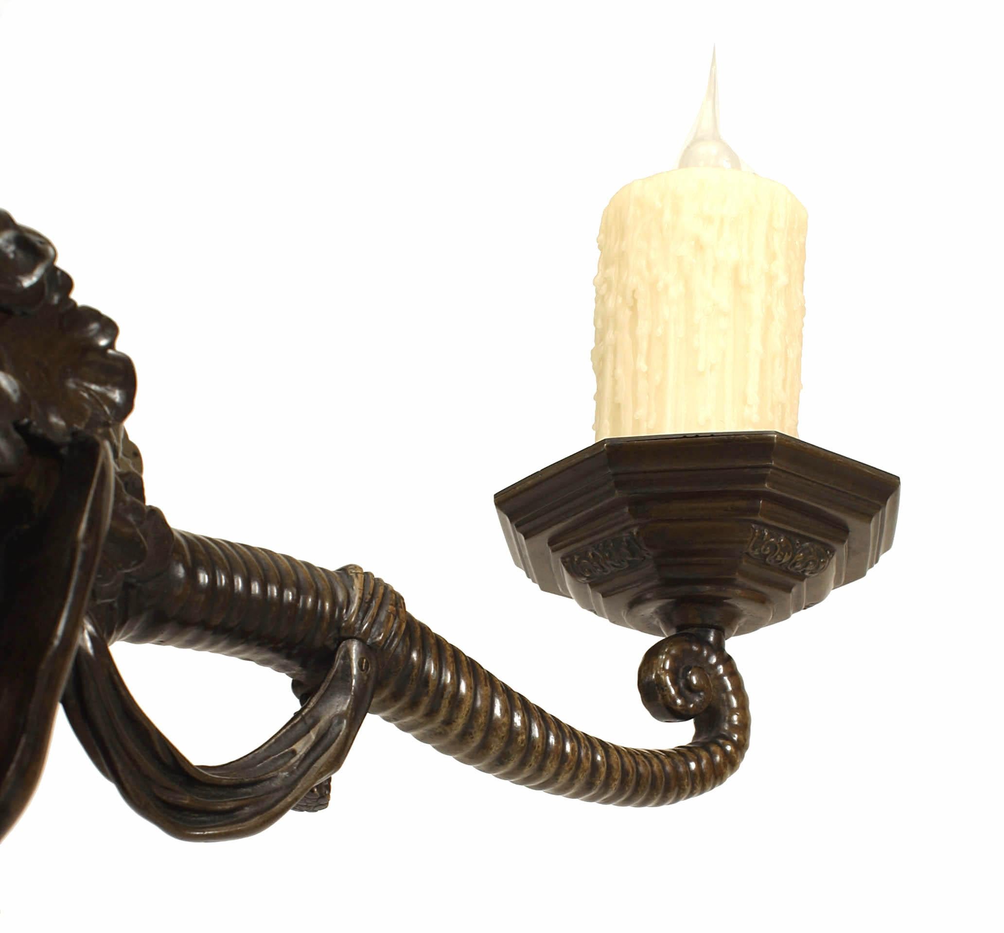 19th Century English Victorian Mythological Bronze Chandelier For Sale
