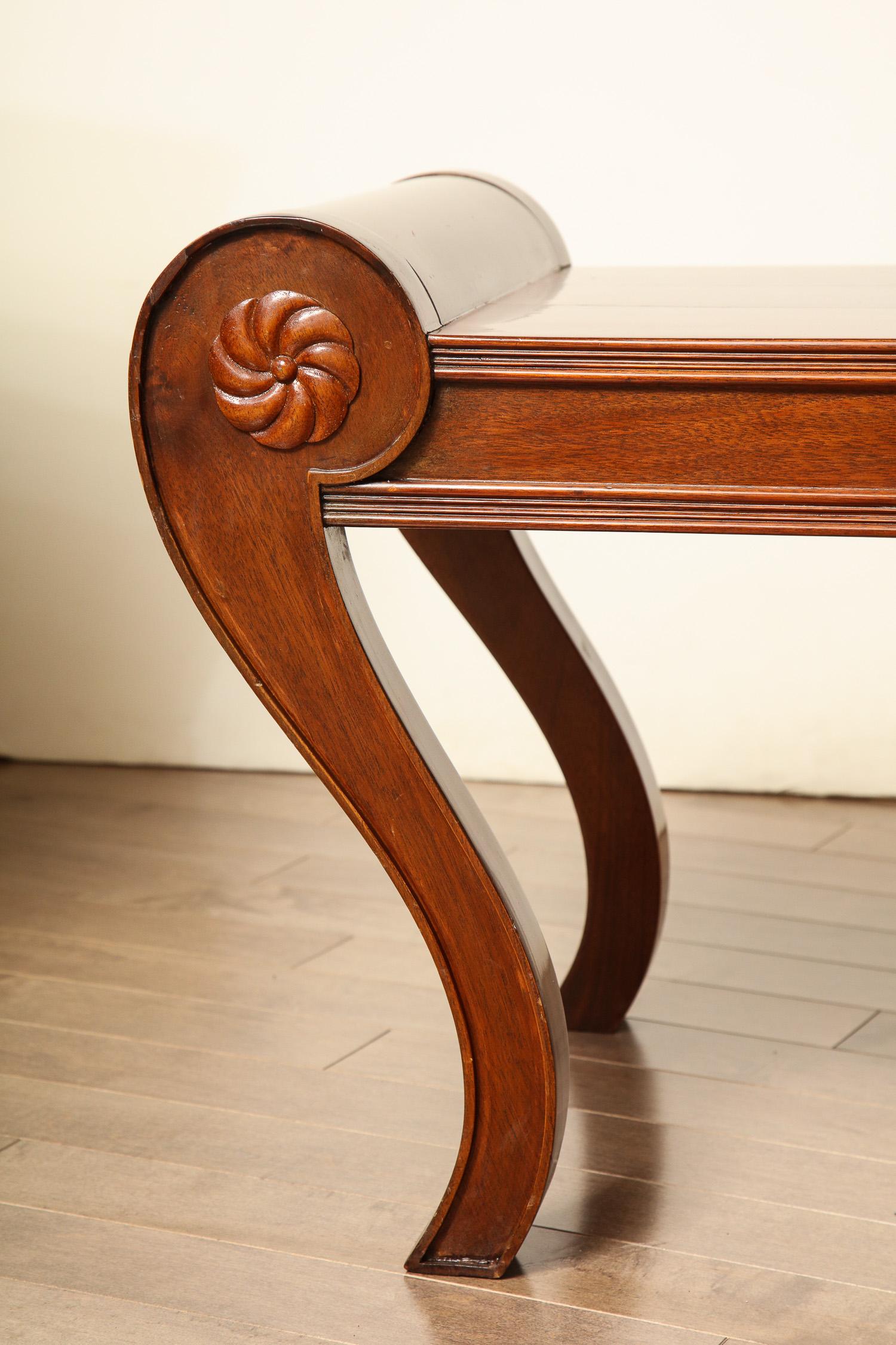Mahogany Late 19th Century English, Neoclassical Bench in the Regency Style