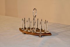 Late 19th Century English Oak and Silver Plated Toast Rack