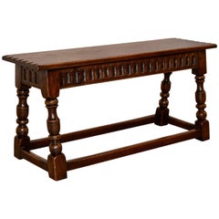 Antique Late 19th Century English Oak Bench