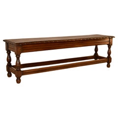Antique Late 19th Century English Oak Bench