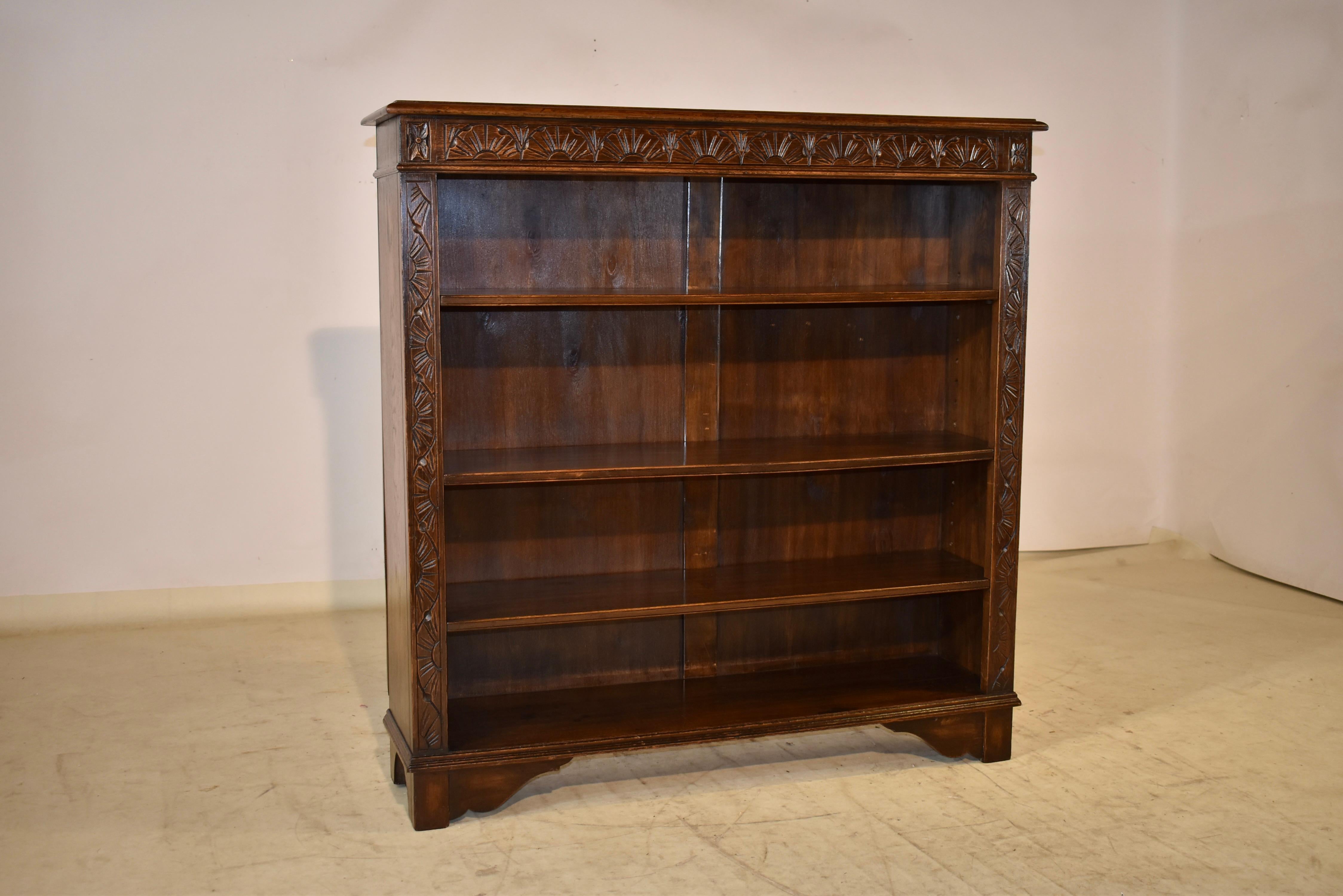 Late Victorian Late 19th Century English Oak Bookcase For Sale