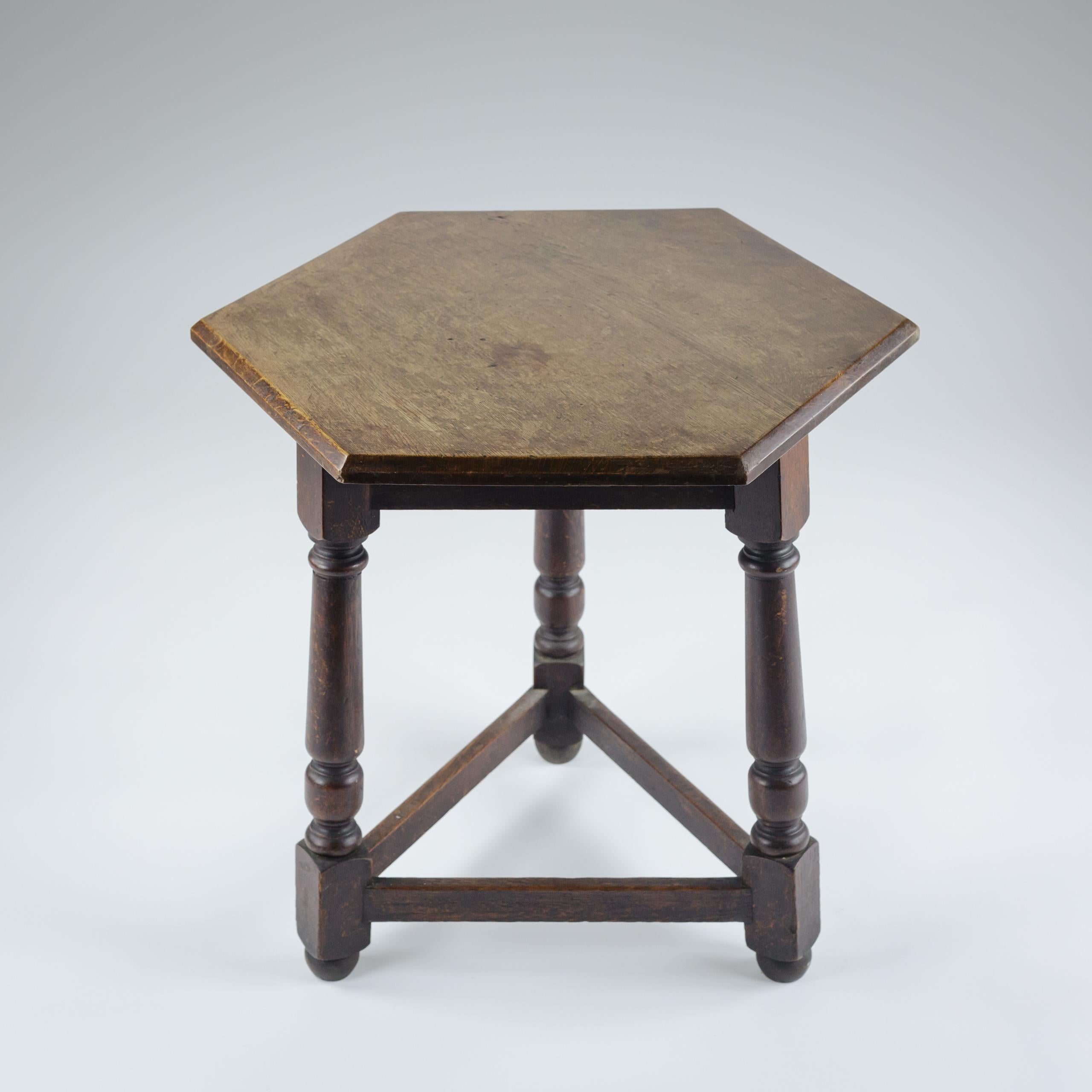 Late 19th Century Cricket Table.

Strong and robust, good thick chamfered hexagonal top of Oak. Great patination.

England, Circa 1890.