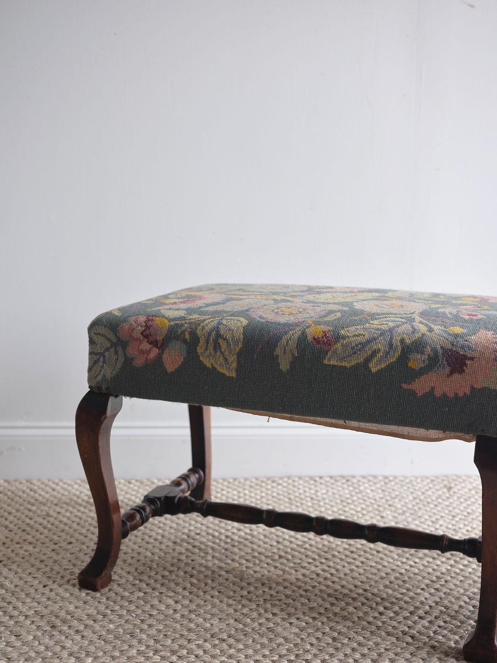 Needlepoint Late 19th Century English Oak Long Needle Point Bench, circa 1880 For Sale