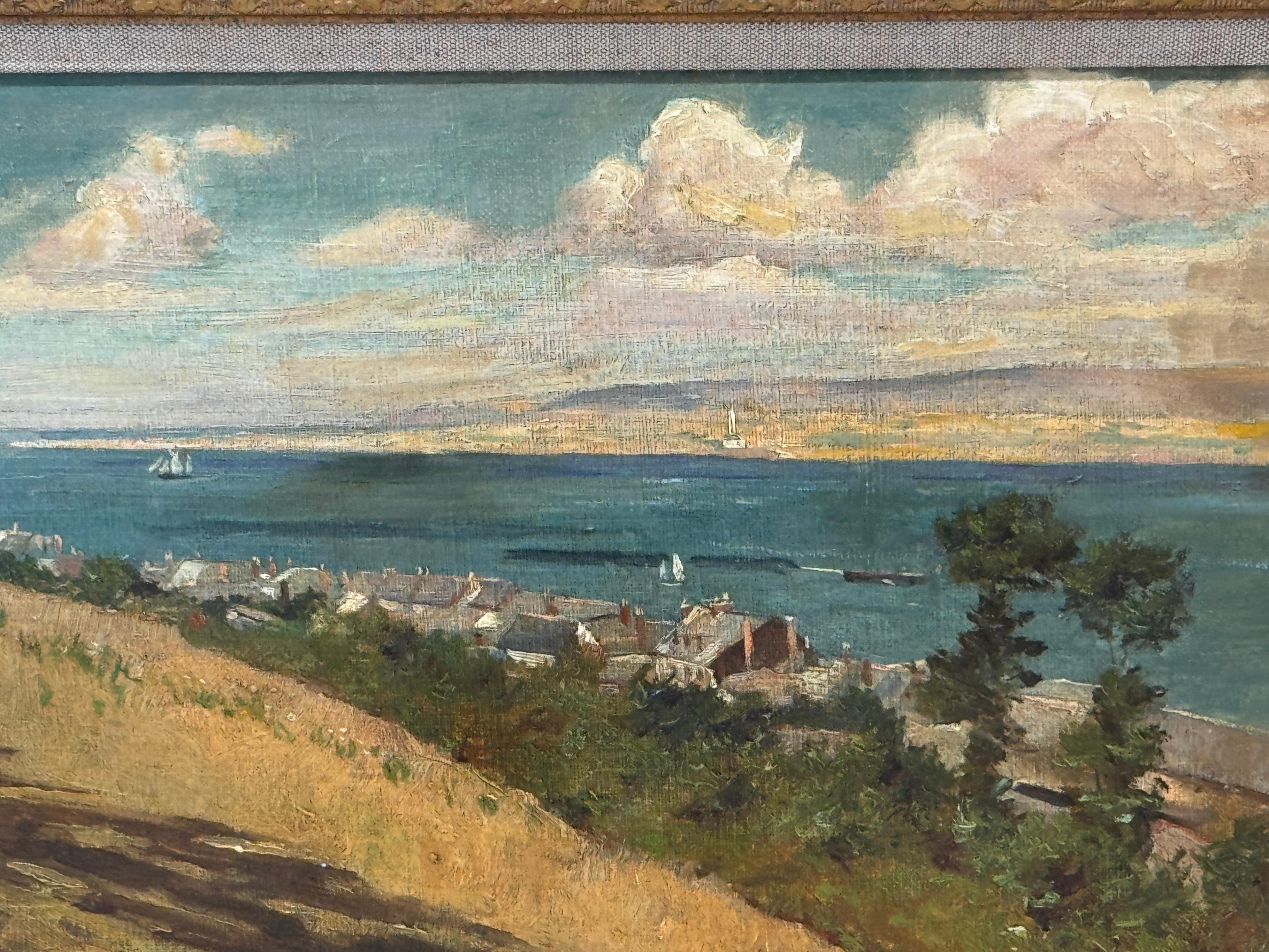 XIXe siècle Peinture à l'huile anglaise de la fin du 19e siècle représentant Appledore sur la côte nord du Devon en vente