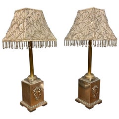 Late 19th Century English Pair of Small Silver Plated Lamps by HW & Co.