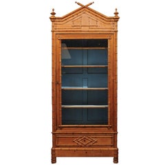 Late 19th Century English Pine Cabinet or Bookcase in Bamboo Style