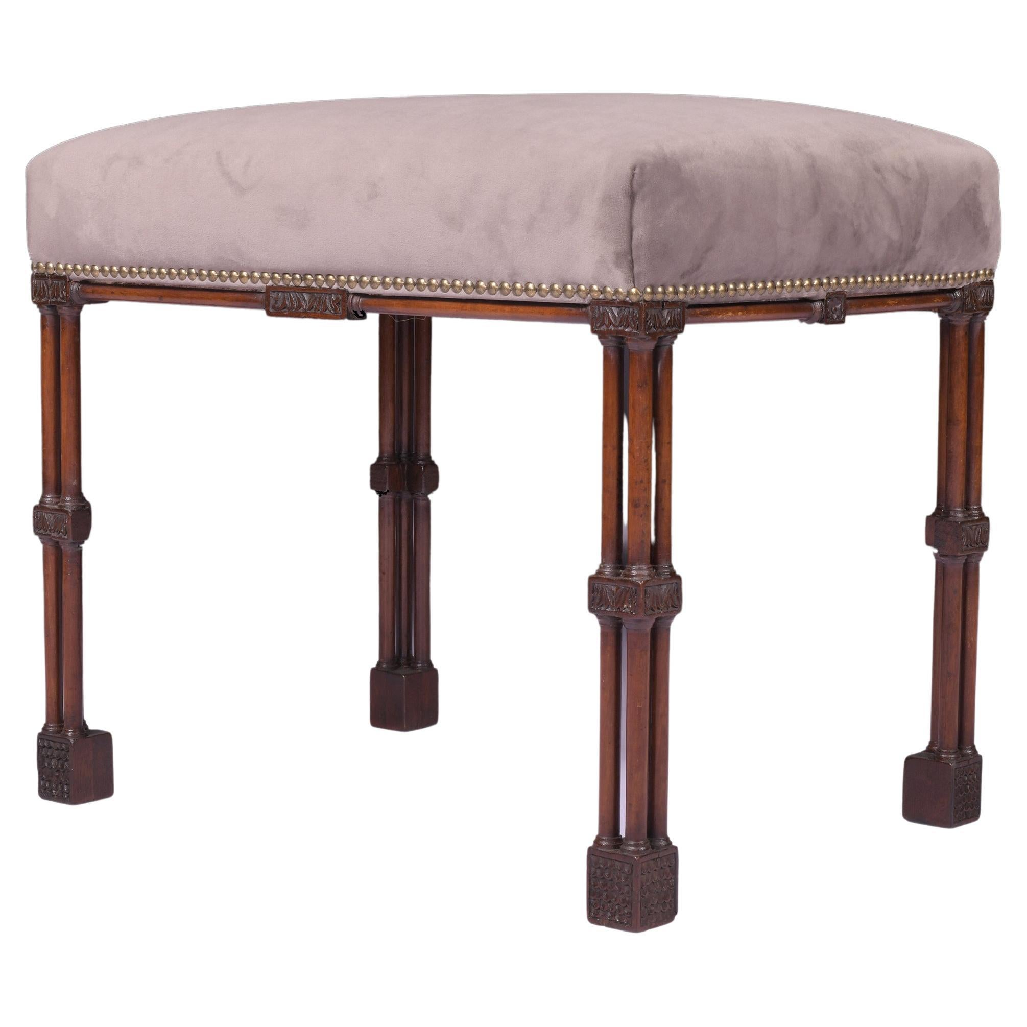 Late 19th Century English Rectangular Framed Upholstered Stool
