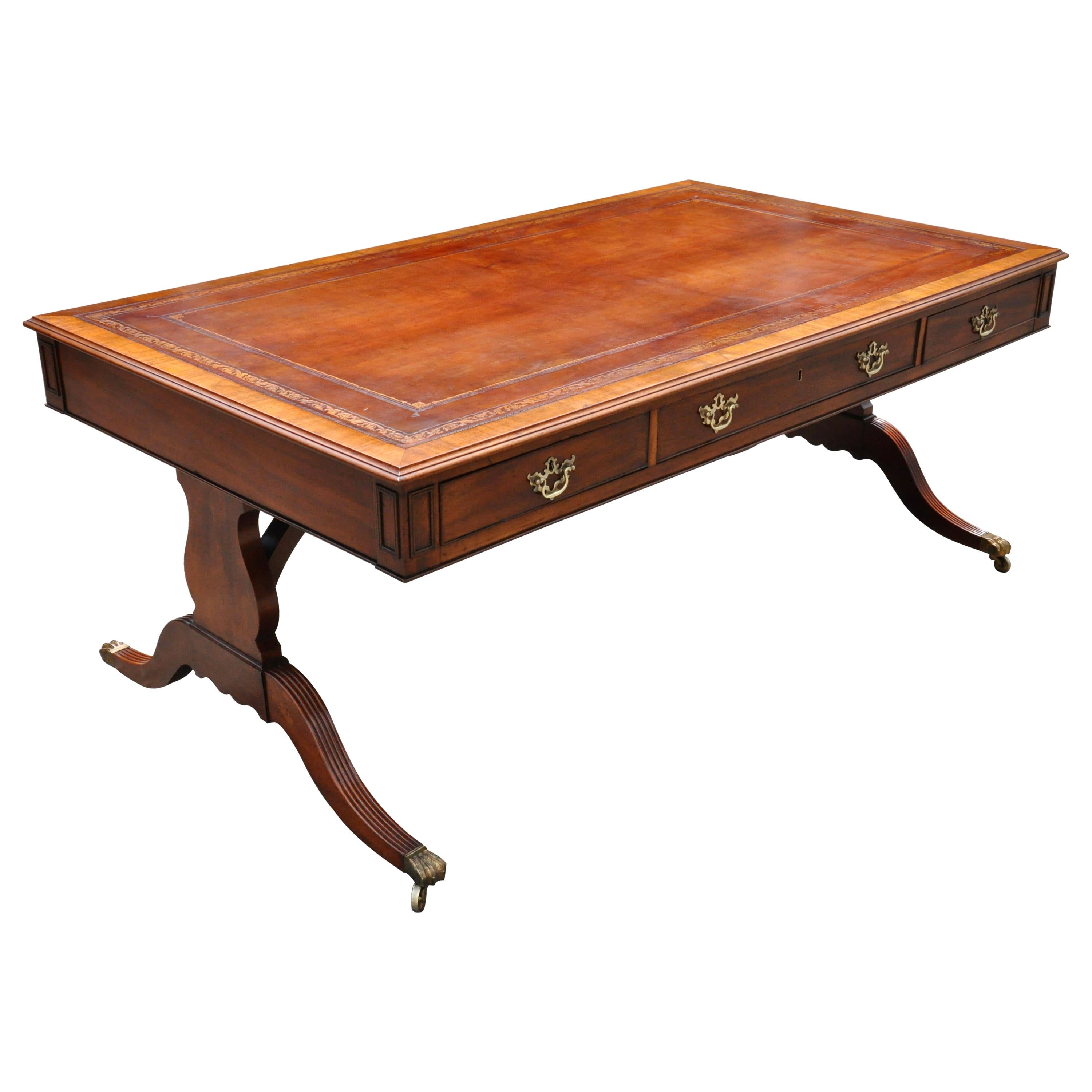 Late 19th Century English Regency Mahogany Partners Desk