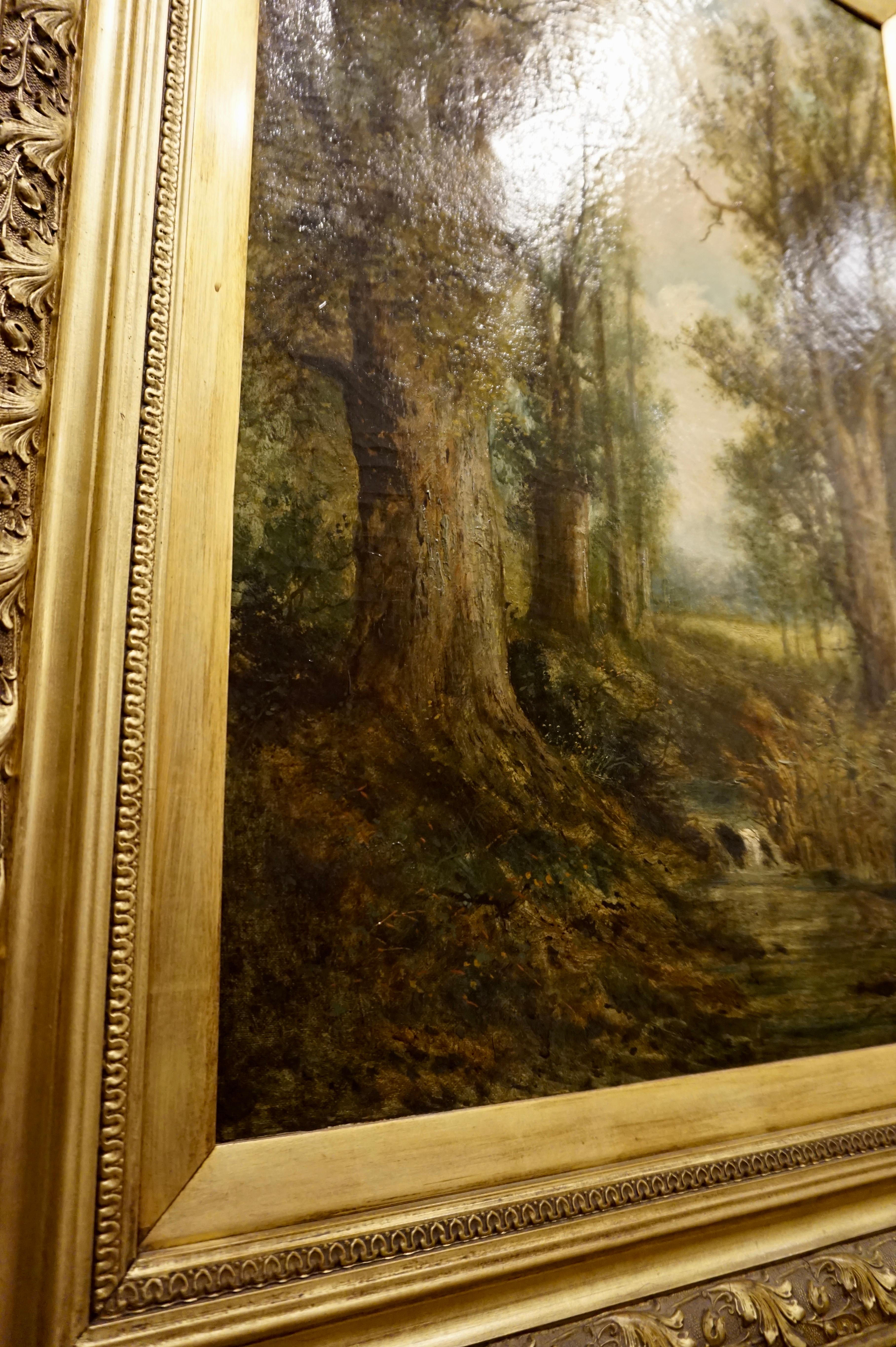 Late 19th Century English School Large Oil on Canvas Painting in Original Frame For Sale 6