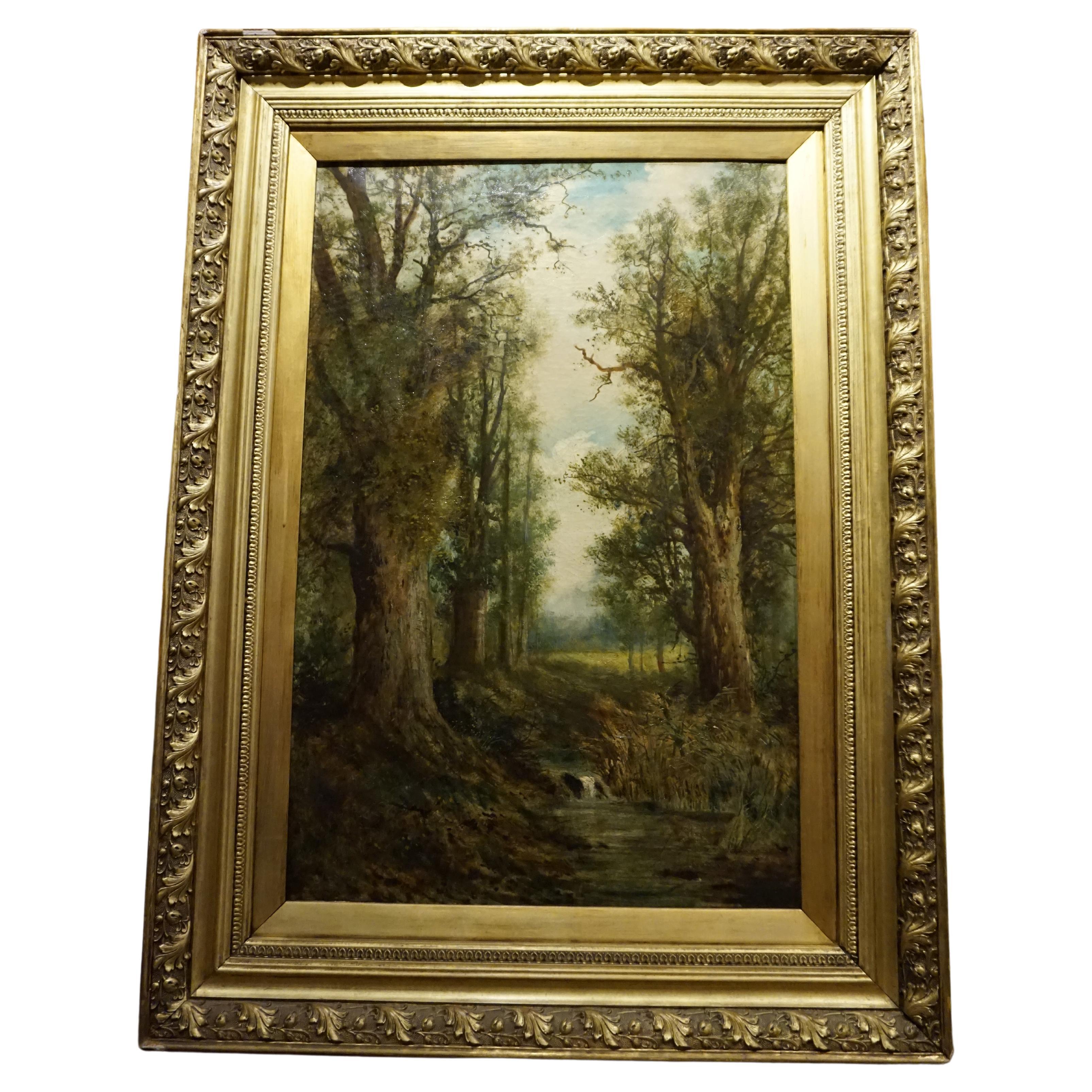 Victorian Late 19th Century English School Large Oil on Canvas Painting in Original Frame For Sale