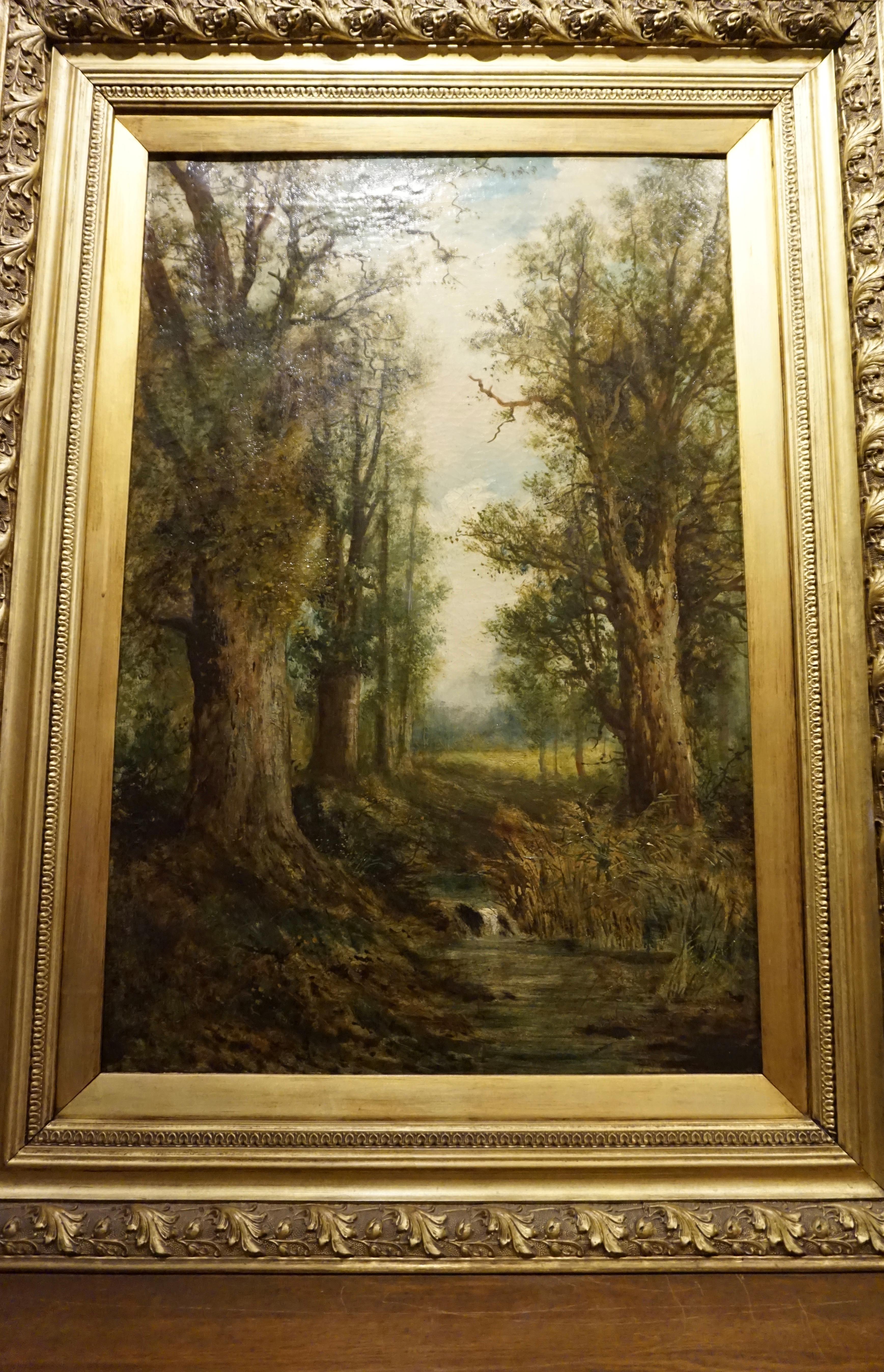 Late 19th Century English School Large Oil on Canvas Painting in Original Frame In Good Condition For Sale In Vancouver, British Columbia