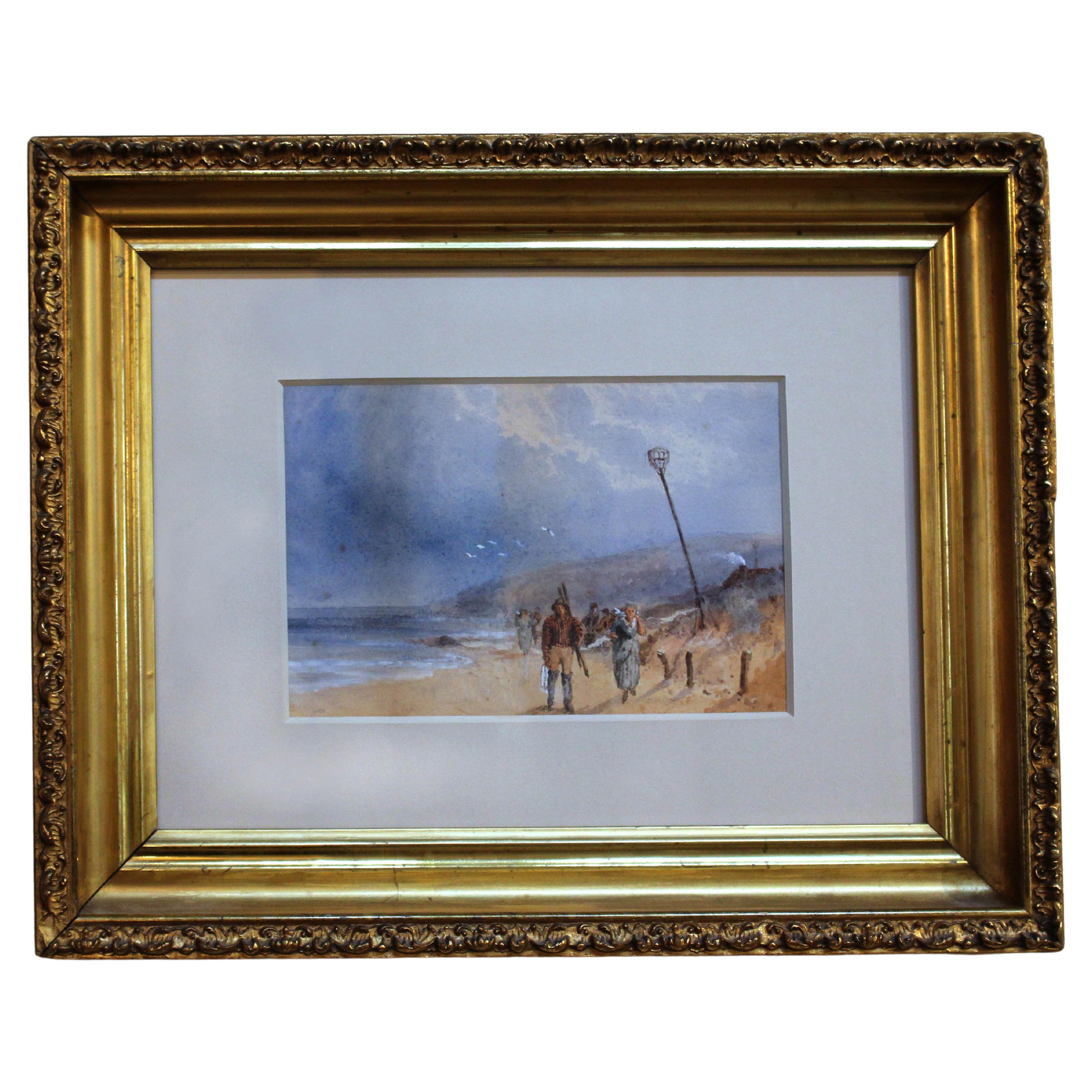 Late 19th Century English School Watercolor "A Succesful Catch". Unsigned For Sale