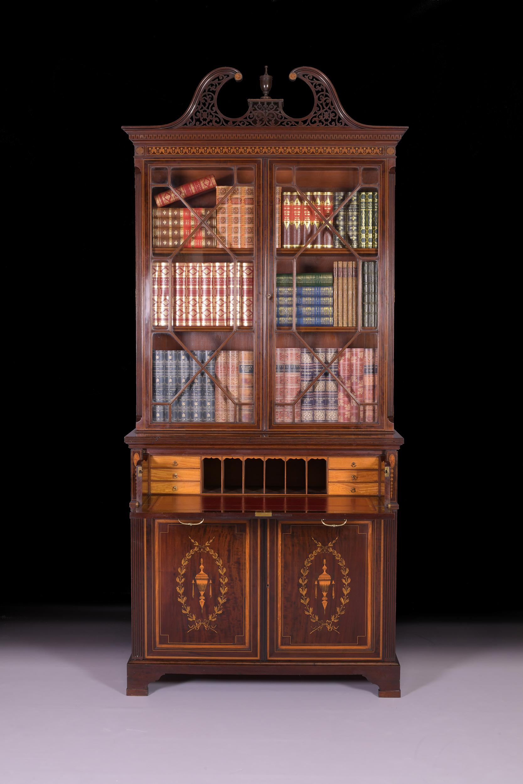 Edwardian Late 19th Century English Secretaire Bookcase by Edwards & Roberts For Sale