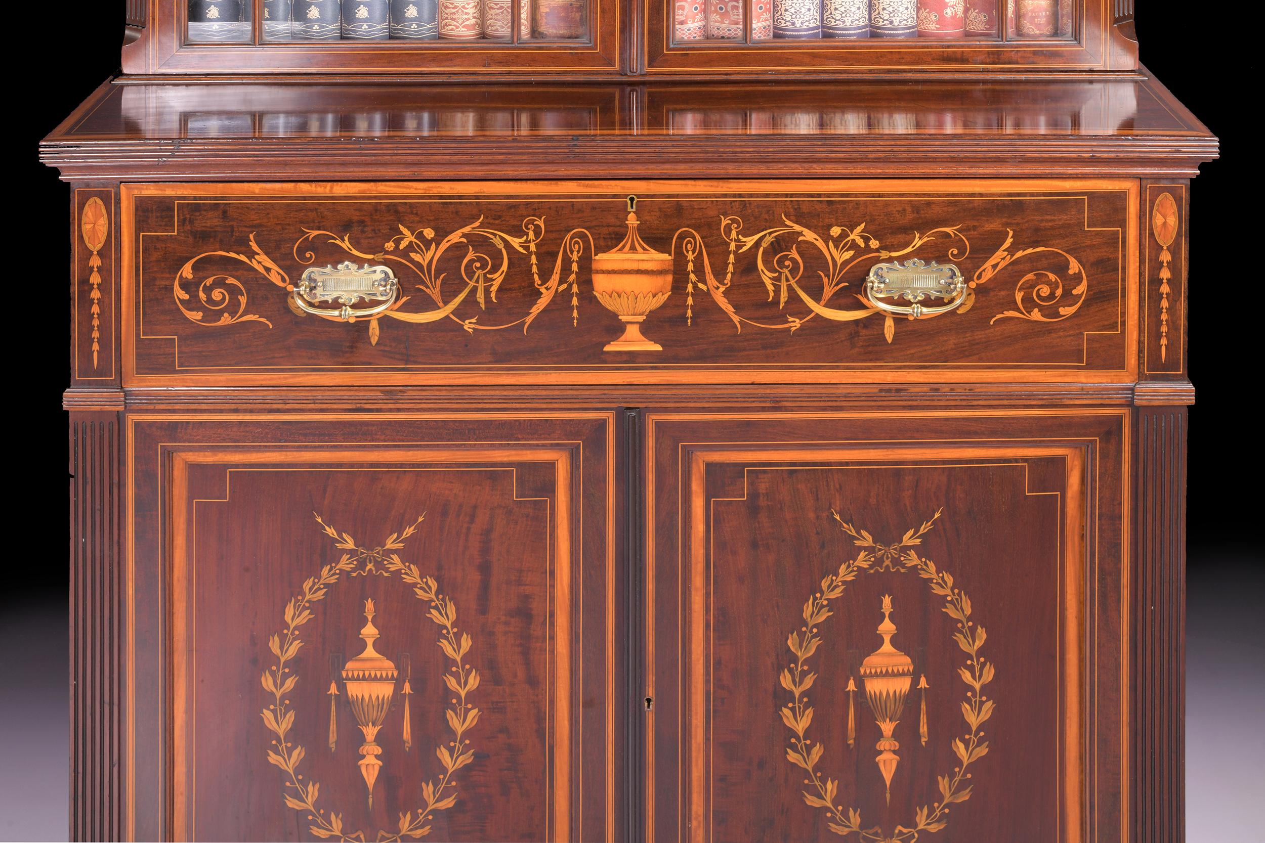 Late 19th Century English Secretaire Bookcase by Edwards & Roberts For Sale 2