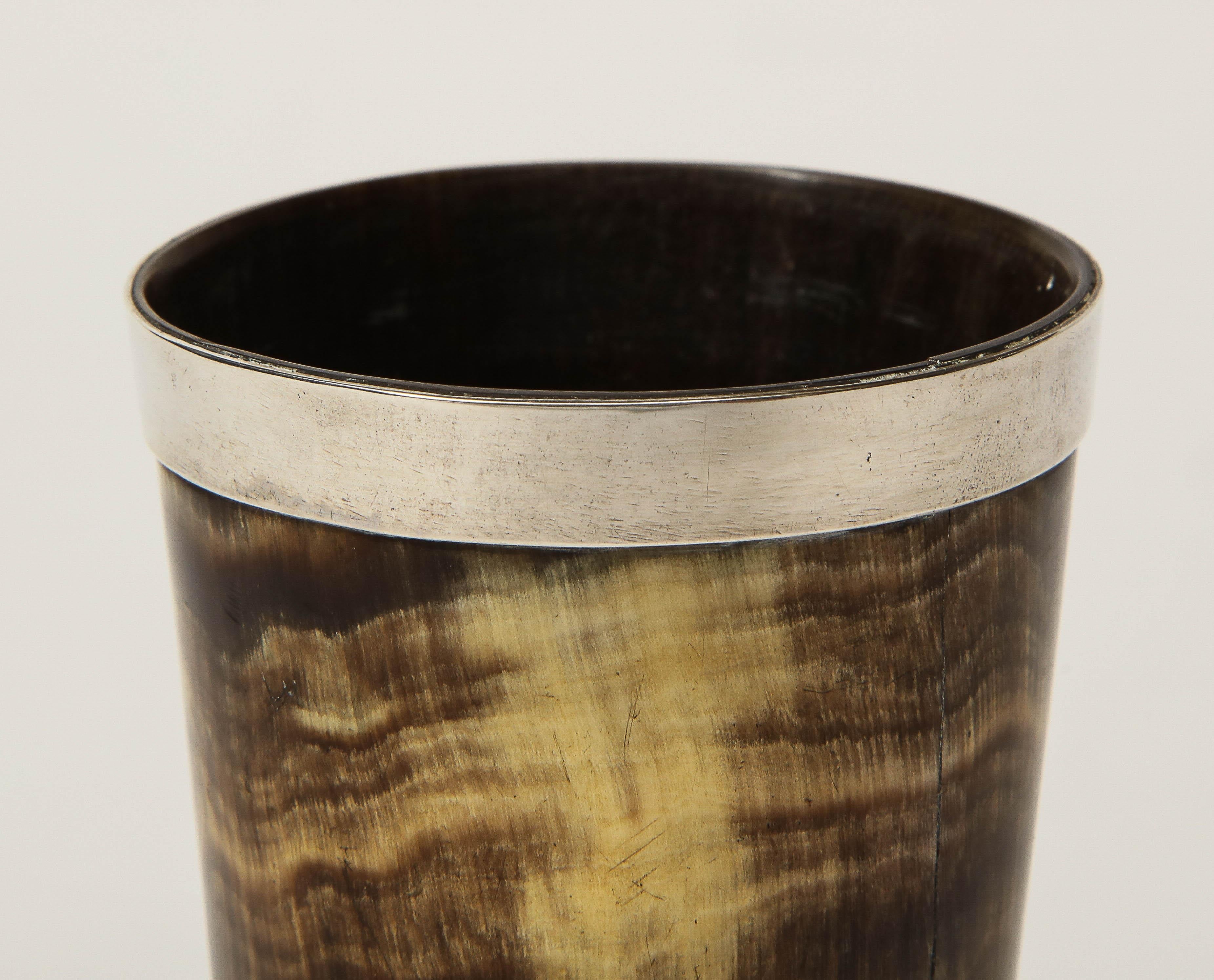 Late 19th Century English, Silver Mounted Horn Cup For Sale 4