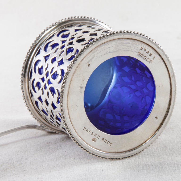 Late 19th Century English Silver Plate Mustard Pot with Lid Spoon