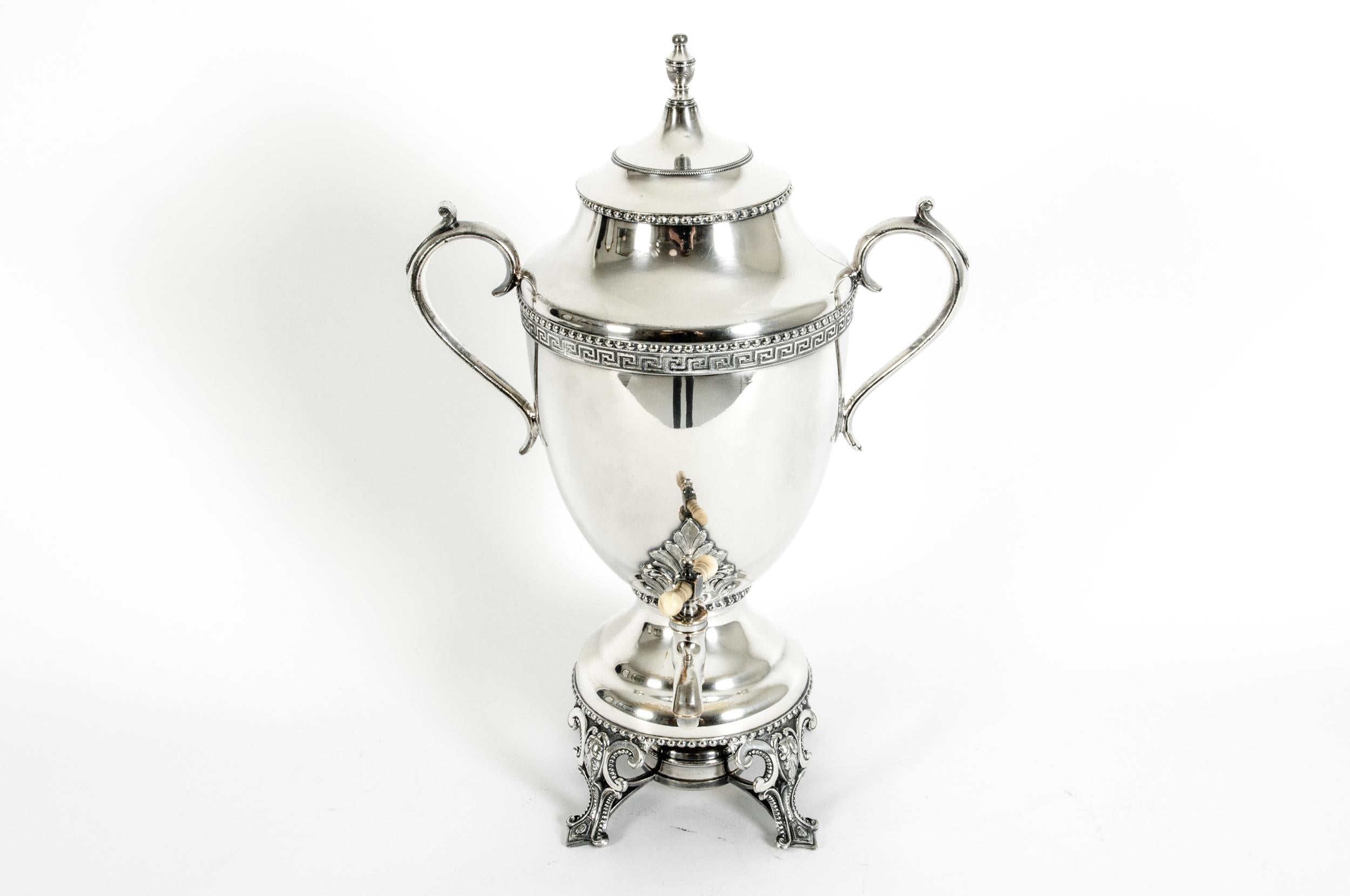 Late 19th Century English Silver Plated Footed Samovar 1