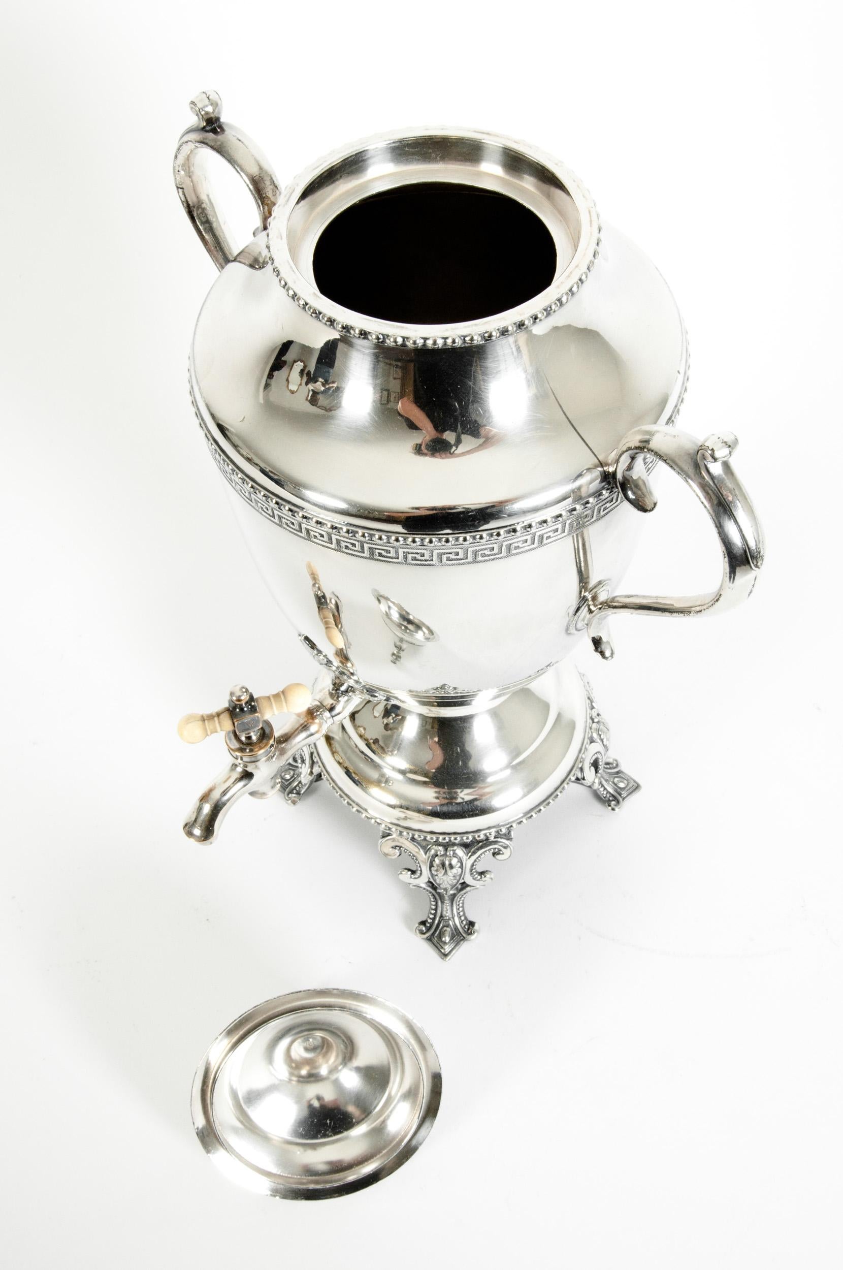 Late 19th Century English Silver Plated Footed Samovar 6