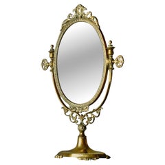 Late 19th Century English Table Mirror in Patinated Brass