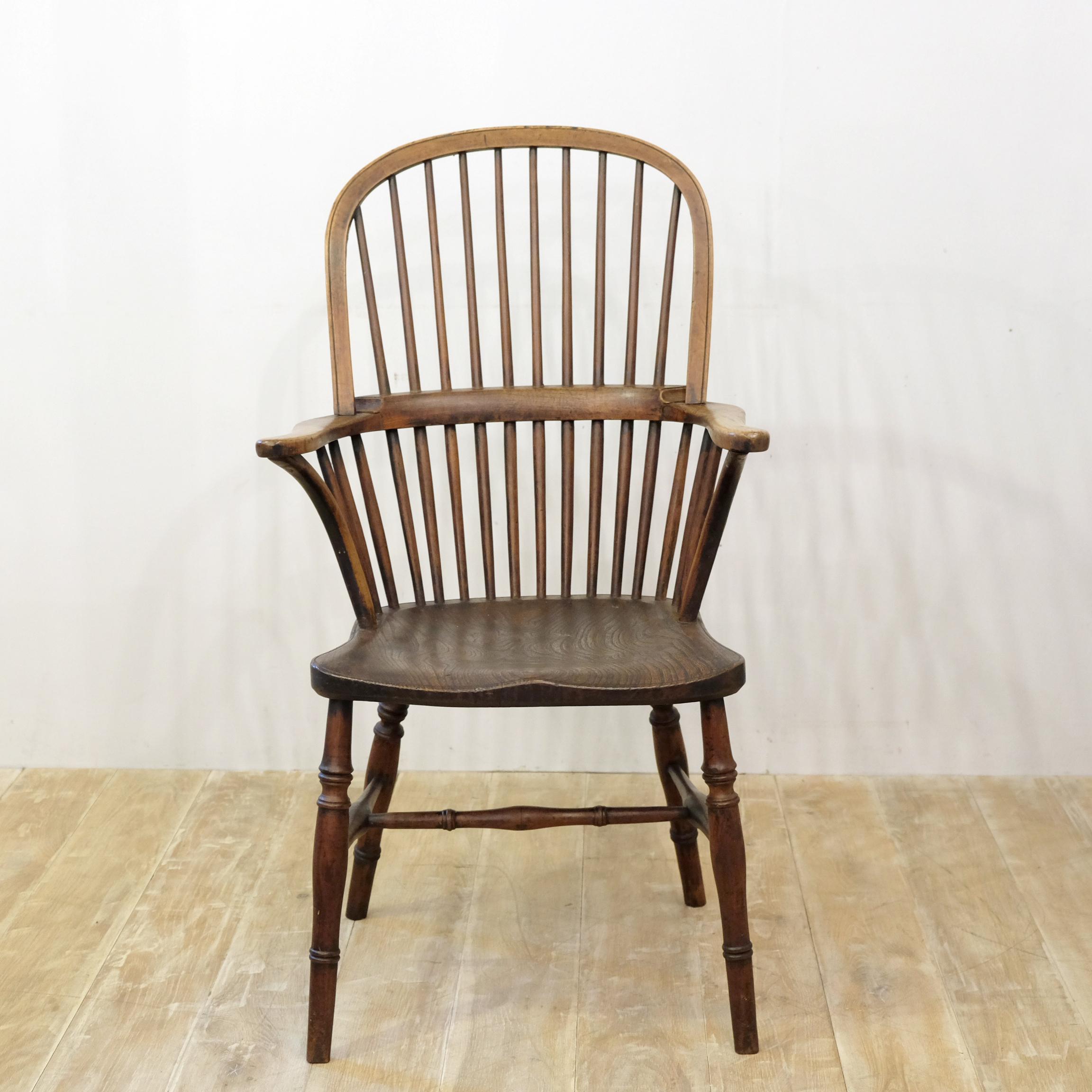 Country Late 19th Century English Thames Valley Windsor Chair in Ash and Elm