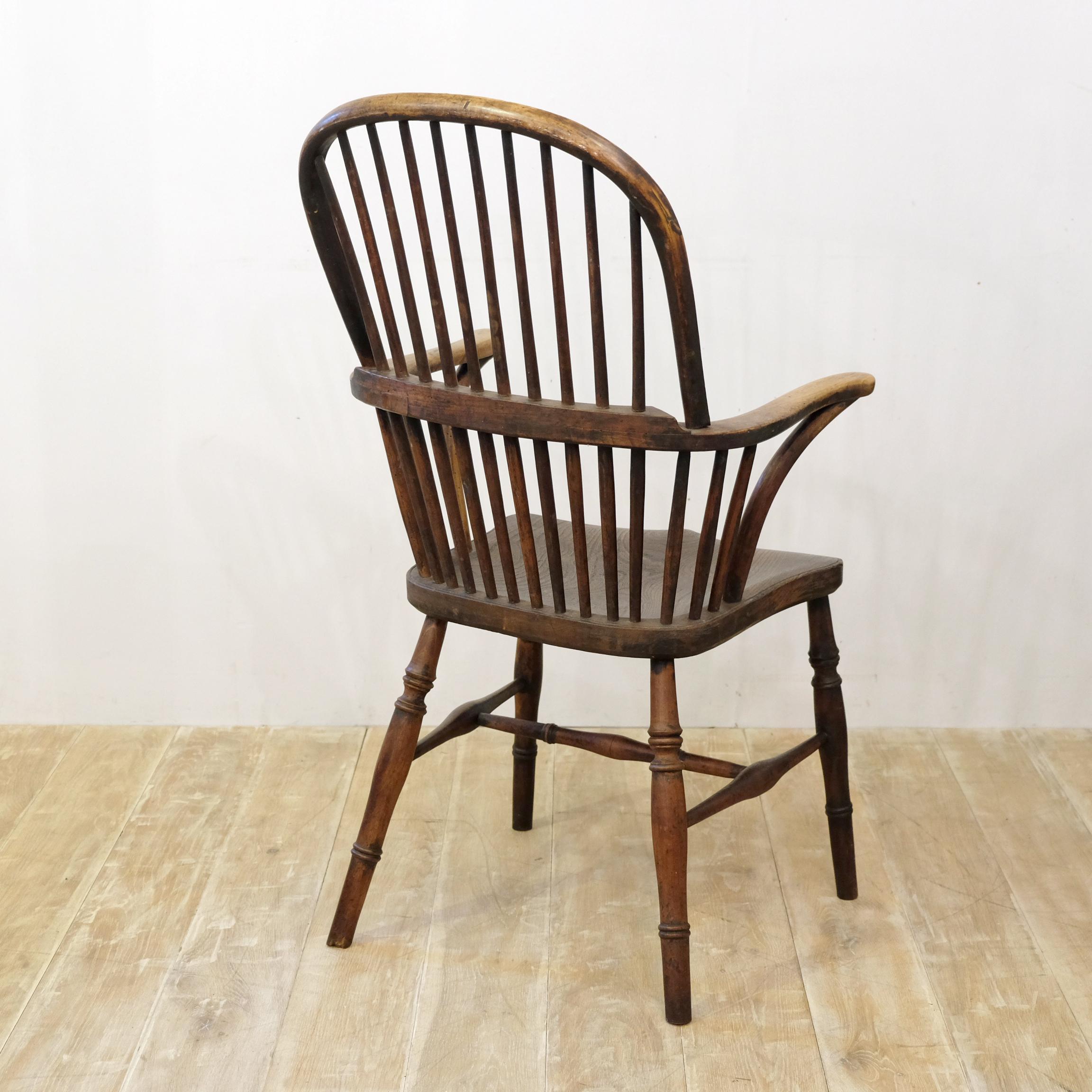 Late 19th Century English Thames Valley Windsor Chair in Ash and Elm In Good Condition In Totnes, GB