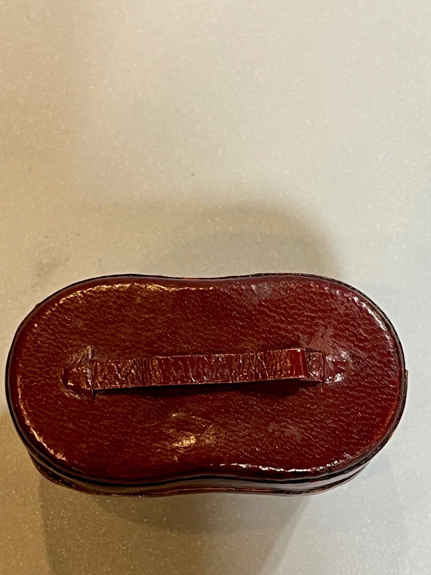 Late 19th Century English Traveling Inkwell in a Red Leather Mini Binocular Case For Sale 1