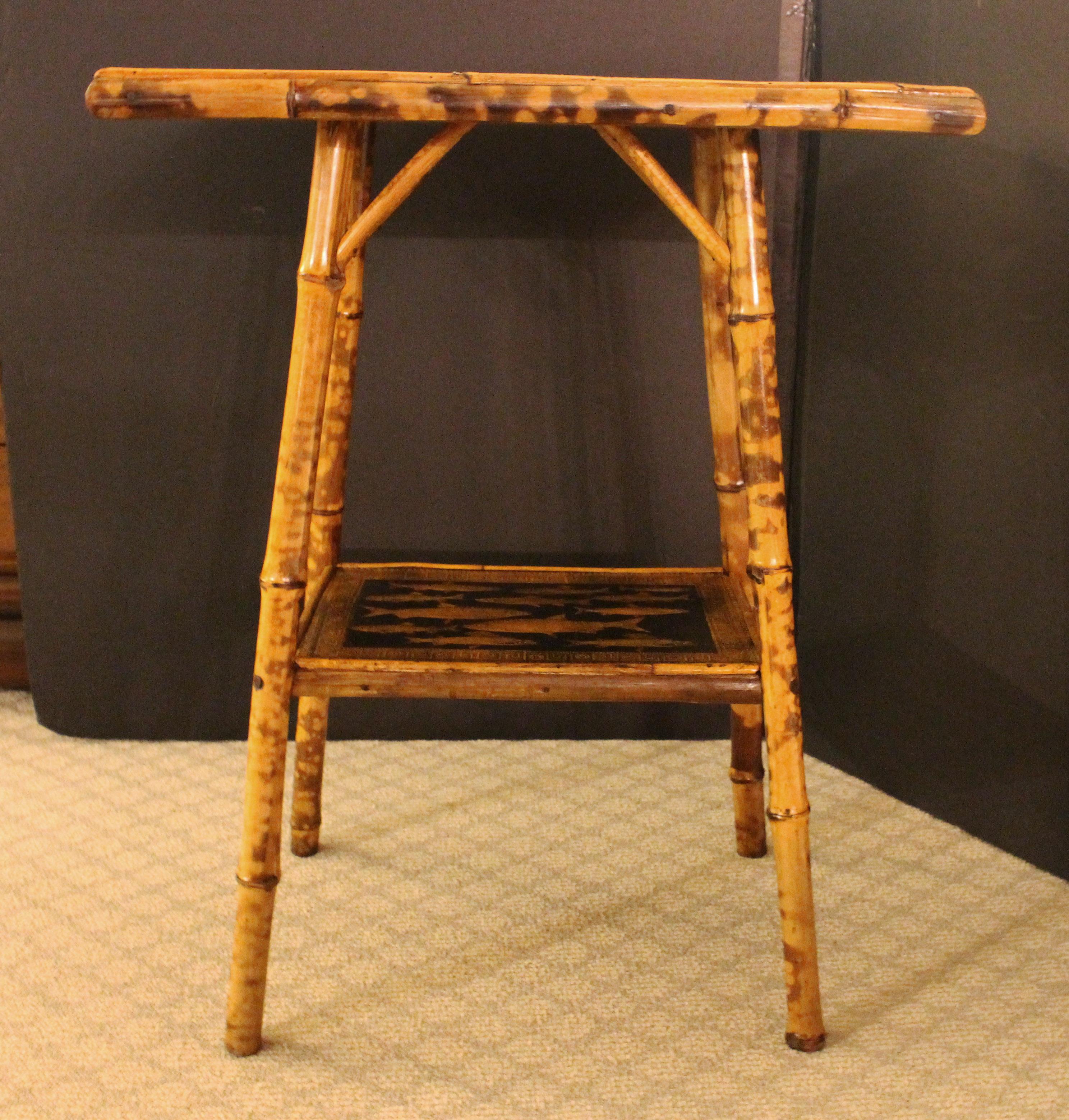 Late 19th Century English Two Tier Bamboo Side Table In Good Condition In Chapel Hill, NC
